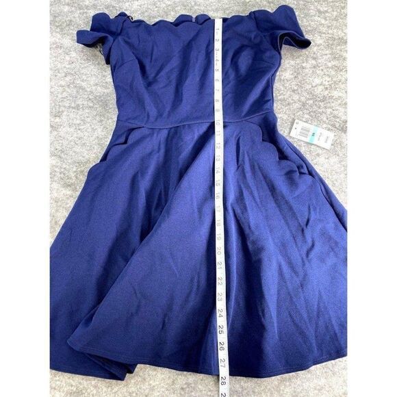 B Darlin Off the Shoulder Scallop Neckline‎ Fit Flare Blue Sz 5 NEW - Picture 6 of 13